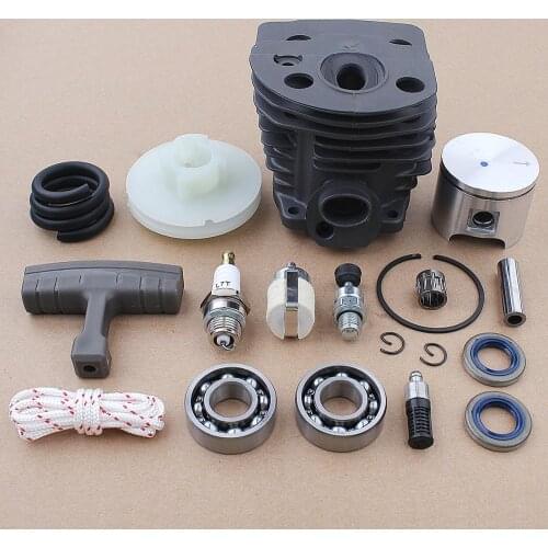 46mm Cylinder Piston Crank Bearing Kit For Husqvarna 50 51 55 Rancher Chainsaw 503609171, 503609104 w Oil Seal Starter Pulley