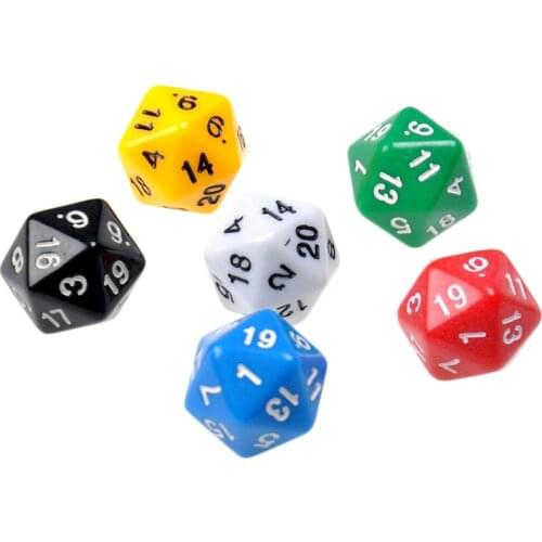6pcs/set D20 Dice Twenty Sided Die RPG D&D Six Opaque Color Multi Resin Polyhedral For Sides Dice Pop for Game Gaming