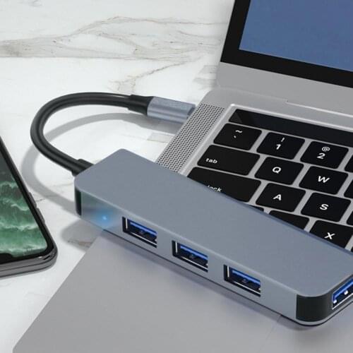 Adapter 4 Ports USB Hub Multifunctional Type-C Adapter USB 3.0 Hub Docking Adapter USB Hub Expander Adapter for Mobile Phone