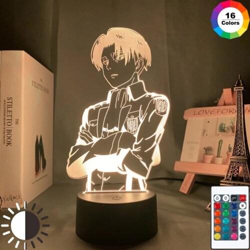 Acrylic Table Lamp Anime Attack on Titan for Home Room Decor Light Cool Kid Child Gift Captain Levi Ackerman Figure Night Light