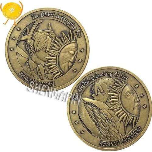 Angel or Devil Commemorative Coin Sun God Lucky Coins Collectibles Correct or Wrong Challenge Coin Ancient Bronze