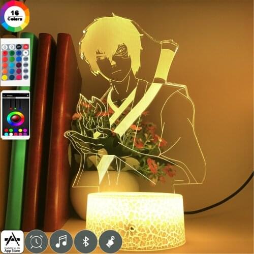Avatar The Last Airbender Anime Lamp PrinceZuko Figure 3D Acrylica LED Night Light for Home Decoration Children Birthday Gifts
