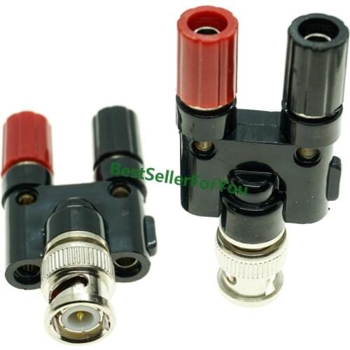 BNC Male Plug to Two Dual 2X Banana Female Jack Coaxial Adapter Connector New