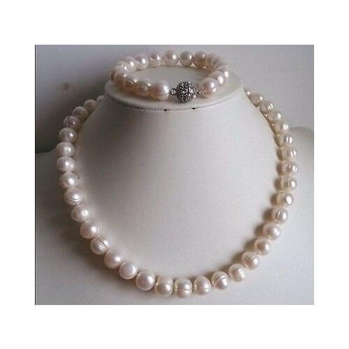 9-10MM white freshwater Cultured Pearl Necklace Bracelets