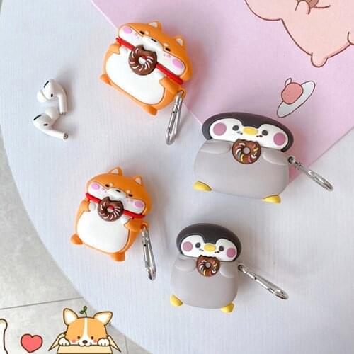 Cartoon Shiba Inu Donuts Earphone Case For Airpods pro Cute Wireless Bluetooth Kawaii Protective Cover For Airpods 2 Accessories