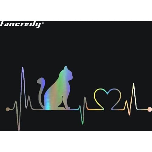 Tancredy Pet Cat Heartbeat Lifeline Decal Creative Car Styling Decoration Door Body Window Vinyl Stickers 20*8.9CM