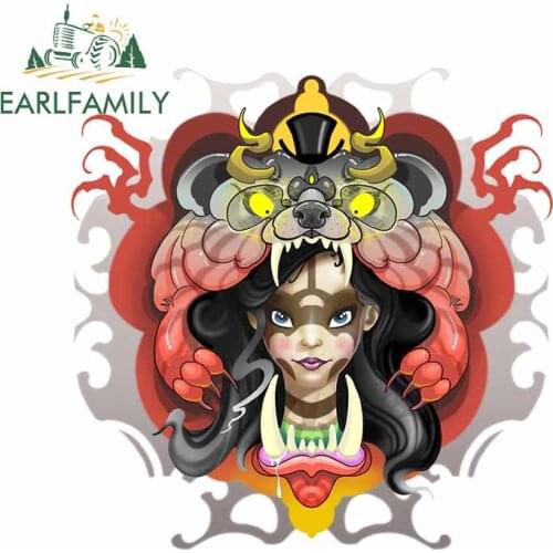 EARLFAMILY 13cm x 12.6cm For Beargirl Refrigerator Car Stickers Vinyl Car Wrap Decal Laptop Waterproof Occlusion Scratch Decor