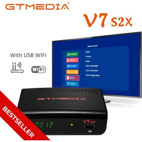 GTMEDIA V7S2X Full HD DVB-S2 S2X Satellite Receiver H.265 1080P Support CCAM PowerVu,DRE & Biss key Receptor Update From V7S HD