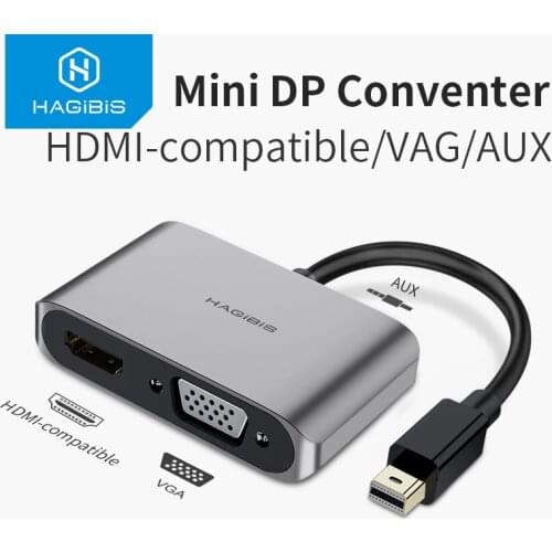 Hagibis Mini DisplayPort to HDMI-compatible VGA Adapter Thunderbolt 2 Converter 4K DP Cable for Apple MacBook Air Pro surface