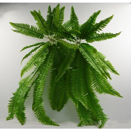 Natural Weeping Boston Fern Hanging Bush Artificial Plants Fake Decor