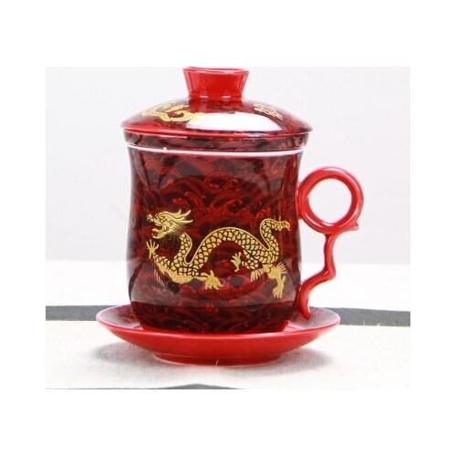 Ceramic tea set celadon personal water cup with cover filtering office meeting married statues Home wedding