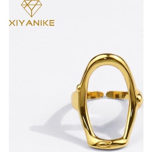 XIYANIKE 925 Sterling Silver New Geometric Circle Hollow Line Ring Female Fashion Retro Exquisite Кольцо Dropshiping Wholesale