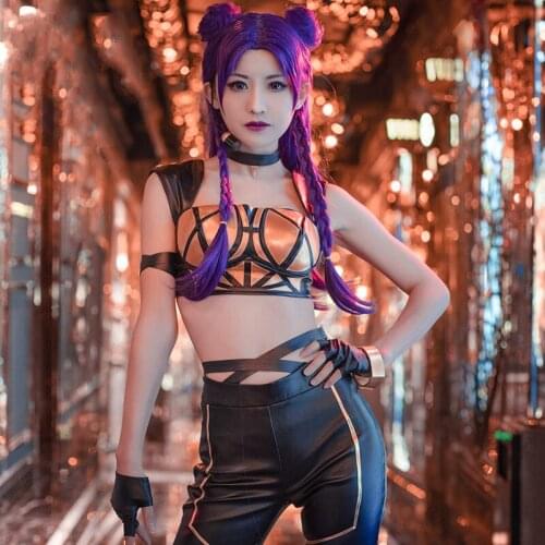LOL KDA Kaisa cosplay costume sexy famele cosplay uniform Halloween costumes for women outfits PU Tubes+Pants