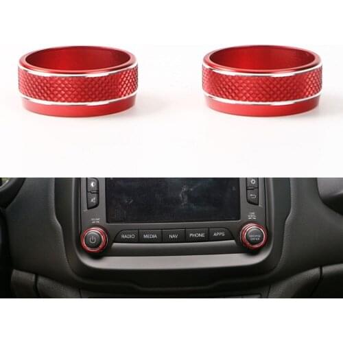 Red/blue/gold/silver Car Interior Console Volume CD Sound Control Knob Trim Covers Fit For Jeep Renegade 2015 2016