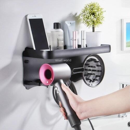 Hair dryer bracket Punch-free Bathroom corner storage rack shelf organizer 1 teir metal storage shelf Put the hair dryer shelf