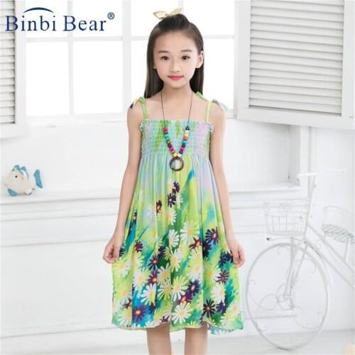 Summer Sundress Clothing Kids Middle And Large Children Suspender Dress Seaside Holiday Bohemian Vestidos Dresses For Girls