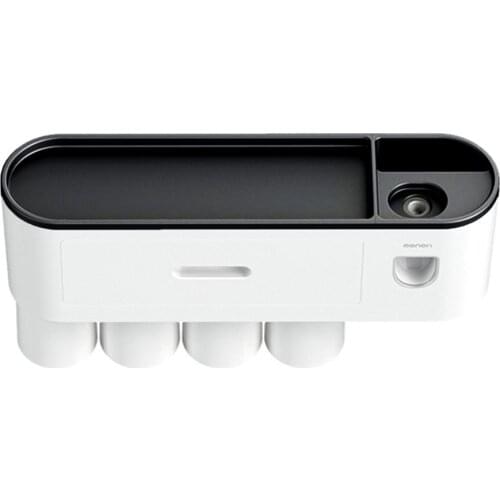 Magnetic Adsorption Inverted Toothbrush Holder Double Automatic Toothpaste Squeezer Dispenser Storage Rack Bathroom Accessories