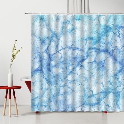 Marble Bathroom Curtains Geometry Stripe Pattern 3D Printing Modern Waterproof Fabric Home Decoration Bath Screen Set With Hooks