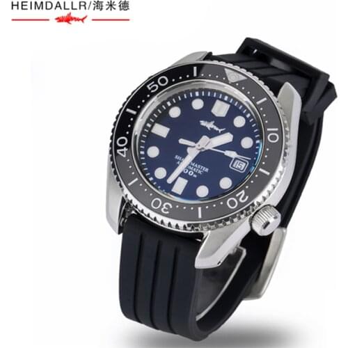 Heimdallr Mens Diver Watch Black Dial Sapphire Crystal Ceramic Bezel 300M Water Resistance ST2130 Automatic Movement Wristwatch