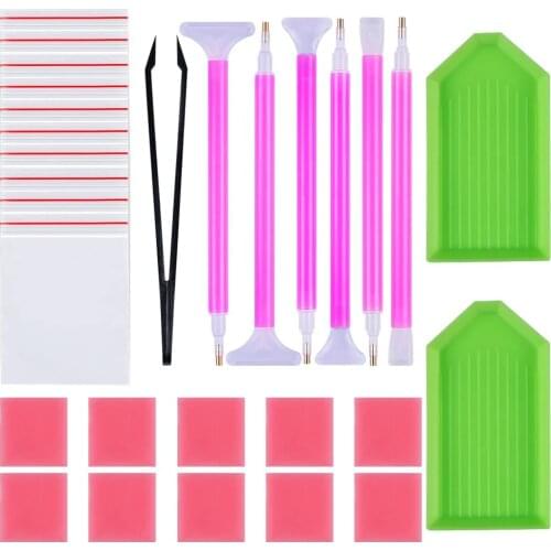 29pcs DIY Diamond Painting Tools Kits Accessories Cross Stitch Fit,Embroidery Point Pens,Diamond Art Tool Sets ,for Adults Art