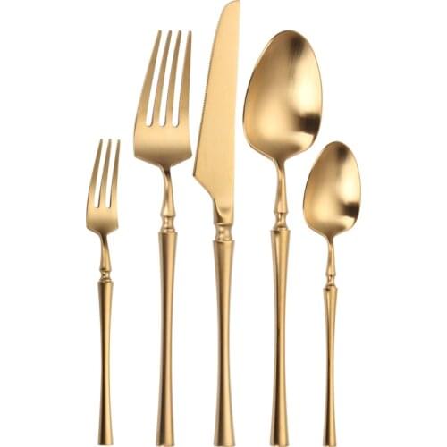 Iyeafey Gold Cutlery Set Matte Spoons Forks Knives Flatware Set 18/10 Stainless Steel Cutelry Sets Kitchen Cutlery Dropshipping