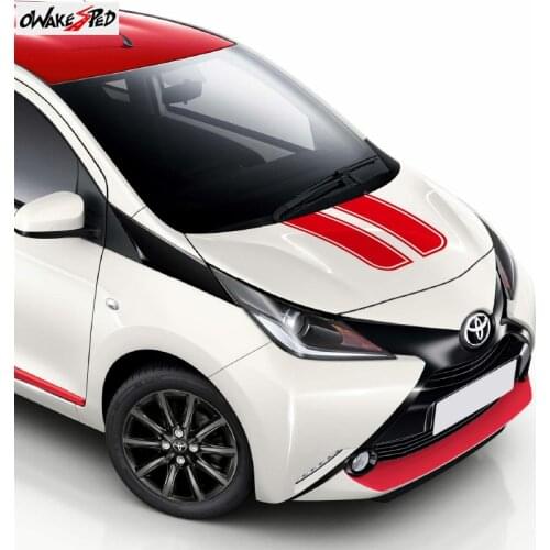 1set Car Styling Racing Sport Stripes Hood Sticker For-Toyota AYGO Accessories Auto Bonnet Engine Cover Decor Vinyl Decals