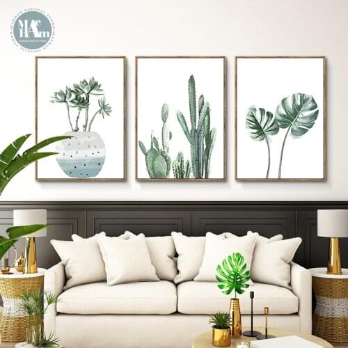 Nordic Watercolor Plants Wall art canvas print painting hand-painted Wall Pictures for Living Room morden contracted Home decor