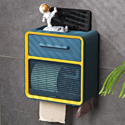 Non-porous Waterproof Wall-mounted Toilet Paper Rack Bathroom Storage Box Paper Towel Tray Roll Paper Storage Rack Drawer Type