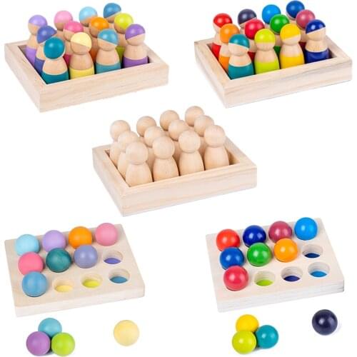 New Blend Of Colors Large Rainbow Building Blocks Match Toys 12 Color Arched Wooden doll Of Montessori Kids Toy Gifts