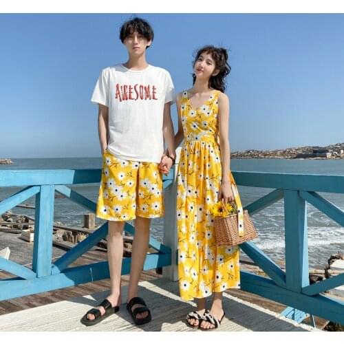 2021 new fashion sleeveless dress mens T-shirt short sleeve set couples clothes couples clothing