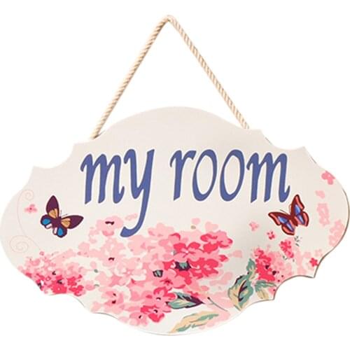 Single-sided White Blackboard Wooden Door Plaques Signs MY ROOM F/ Kids Room