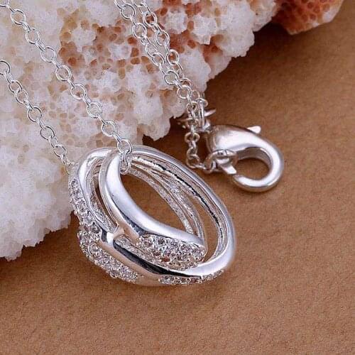 P238 Free Shipping 925 sterling silver Necklace, 925 silver fashion jewelry Insets double round /bcmajtta eocanfja