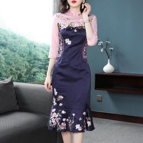 Autumn Improved Cheongsam Orientale Ruffle Version Qipao Women New Year Party Elegant Hanfu Dress Traditional Chinese Clothing