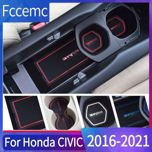 Car Interior Cup Holder Inserts Center Console Liner Mats Door Pocket Decoration Modification For Honda Civic 10th Accessories