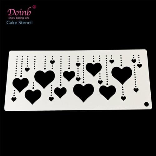 Love Heart Pendant Plastic Cake Stencil Lace Pad Spray Flower Mold Strew Cupcake Fondant Decoration Baking Tool Moulds FQ4031