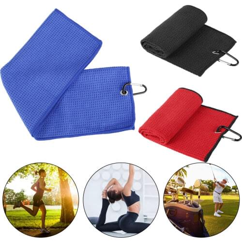 50x30cm Golf Towel Folded Microfiber Waffle With Carabiner Clip for Golf Sports Running Yoga Cleaning Towels Clubs Balls Hands