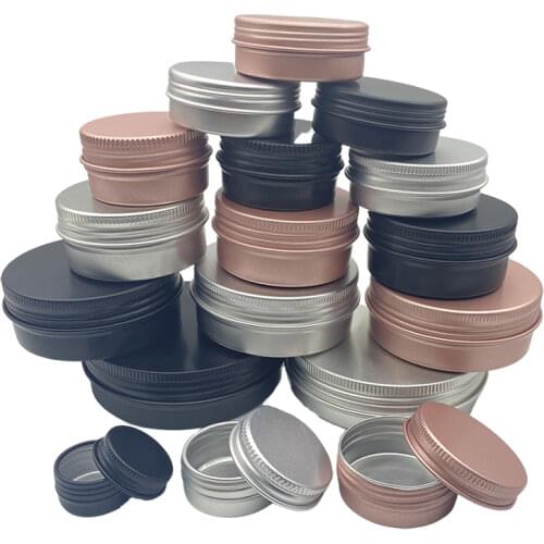 5Pcs 5g/10g/15g/20g/30ml Empty Aluminum Jars Refillable Cosmetic Bottle Ointment Cream Sample Packaging Containers Screw Cap