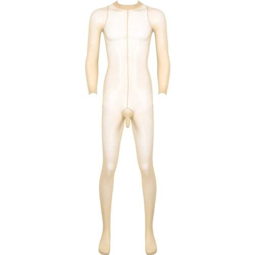 Men Sexy Lingerie See-through Pantyhose Tights Open Croch Erotic Bodysuit Stretchy Full Body Transparent Bodystockings Nightwear