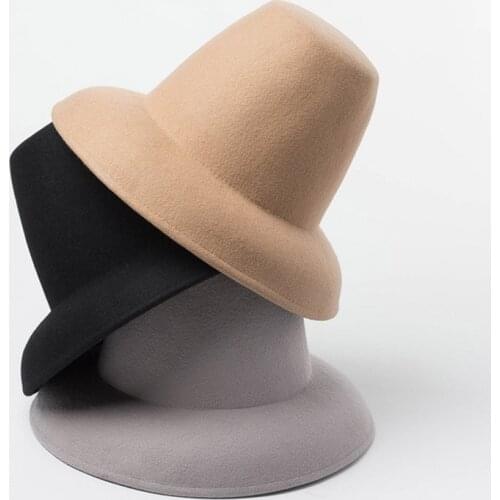 New Classical Unisex Warm Wide Brim Winter Hat Retro Style High Top Cone Wool Felt Hat Stage Show Women Men Mack Luxe Fedora Hat