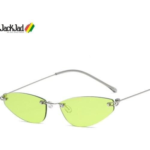 JackJad 2021 Fashion Cool Rimless Cat Eye Style Slim Sunglasses Ultralight Women Brand Design Sun Glasses Oculos De Sol S20139
