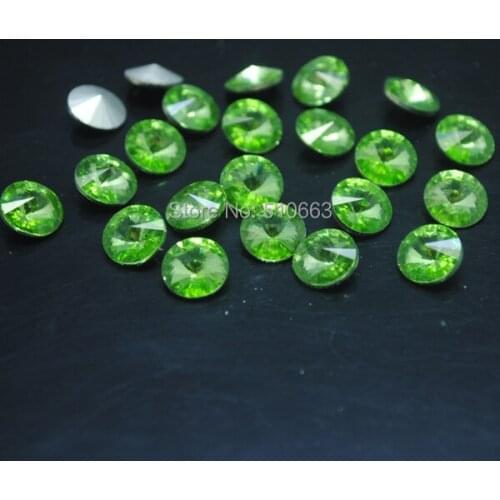 100 Pieces/Lot Glass Cabochon Glass Bead(back not flat surface) Coin Shape Green Colors Clothes Garment Accessories 10mm