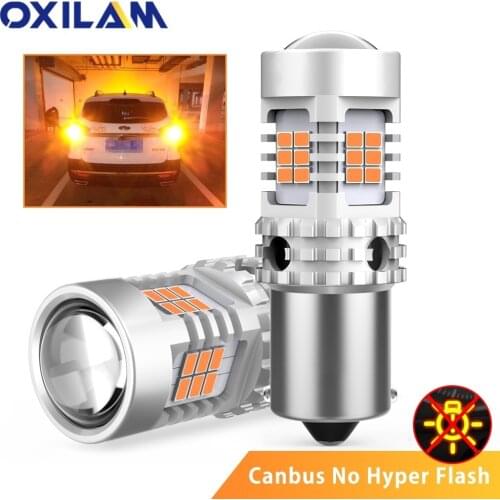 2x 1156 BA15S P21W BAU15S PY21W LED Bulbs 3020 26SMD Canbus Error Free LED Lamp Turn Signal Light No Flash For Skoda Fabia Tesla
