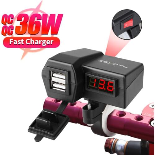 Voltage Display Waterproof 12-24V USB Motorcycle Power Supply Socket Charger Switch Accessories With Switch On/Off Adapter 4.2A