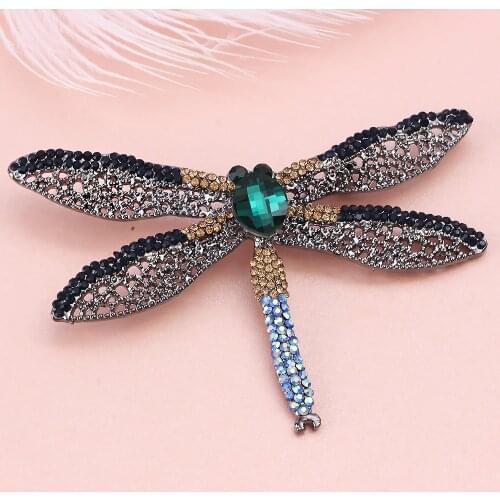 FARLENA Jewelry Large Dragonfly Brooch Pins with Rhinestones Vintage Crystal Insect Brooches for Women accessories