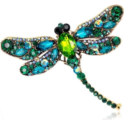 Luxury Design Women`s Dragonfly Crystal Brooches Jewelry
