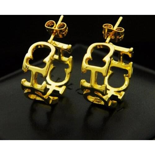 High Quality Fashion Titanium Steel CHC Letter Earrings Studs For Women Jewelry Brand