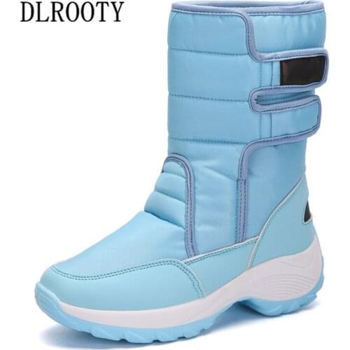 Women Snow Boots Ankle Winter Warm Waterproof Outdoor Female Casual Shoes Flat Fashion Platform Hook & Loop Plus Size 35-42