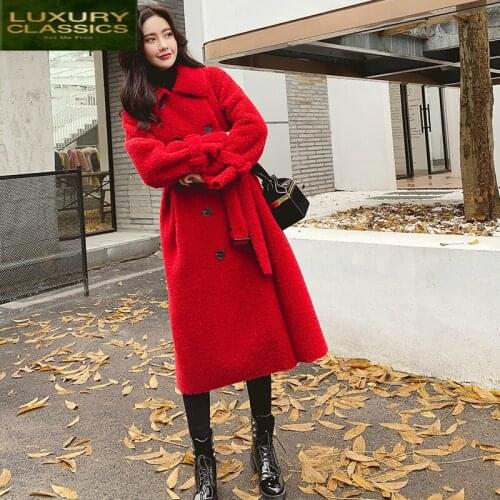 Coat Fur Womens Real Female Winter Jacket Women 2021 Natural Wool Coats Warm Sheep Shearing Jackets Outerwear LWL1386