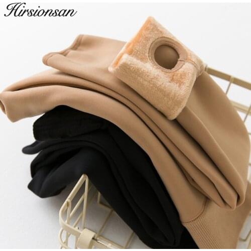 Hirsionsan Winter Women Leggings Thick Warm Slimming Thicken Pants High Elasticity Womens Soft Warm Velvet Nude Fitness Legging