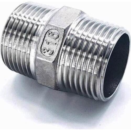 1/4" 3/8" 1/2" 3/4" 1" 1-1/4" 1-1/2" BSP Male Thread 316 Stainless Steel Hex Nipple Union Pipe Fitting Connector Coupler